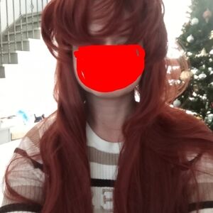 Long Layered Women's Wig in Deep Auburn